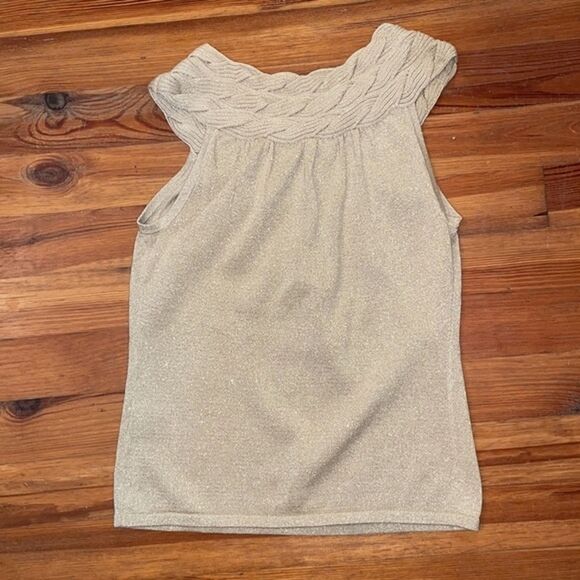 C'est City an August Silk Gold Sweater Womens Large Cotton Sleeveless Knit NEW - Picture 10 of 11